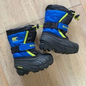 Sorel Flurry Baby/Toddler Black and Blue Snow Boots sz6